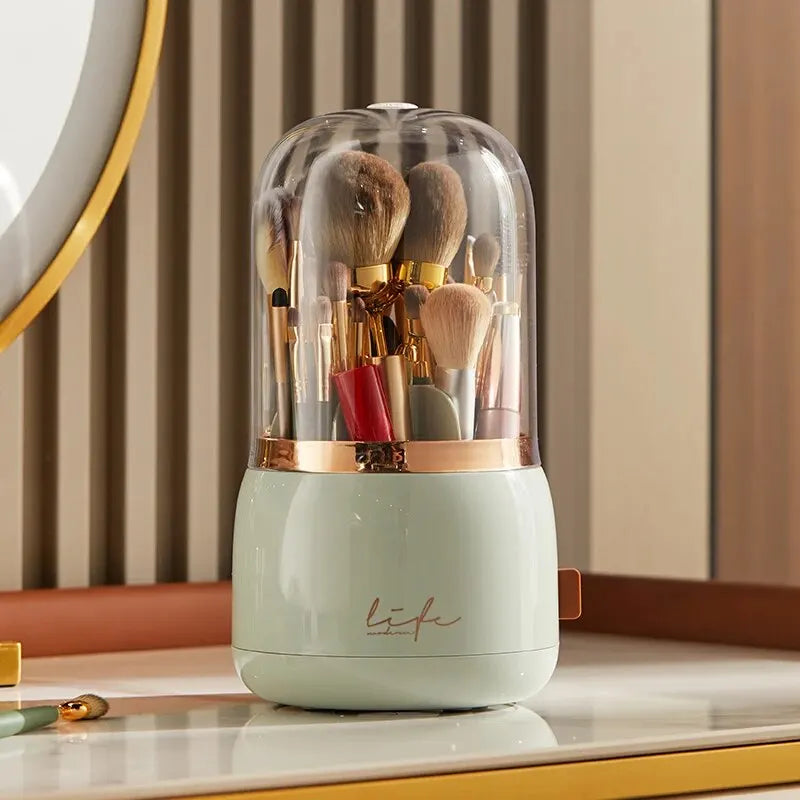 FloraGlow Deluxe Makeup Organizer – Elegant Vanity Storage with Dust-Proof Display